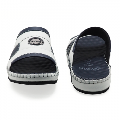 Men Sandals SKC-14 White-Blue Nappa